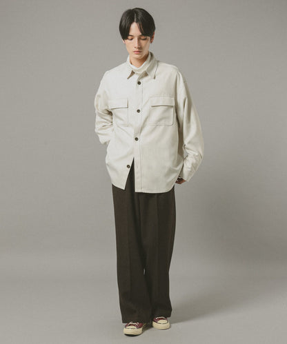 【RAGEBLUE】 仿粗花呢質感抗皺寬版襯衫