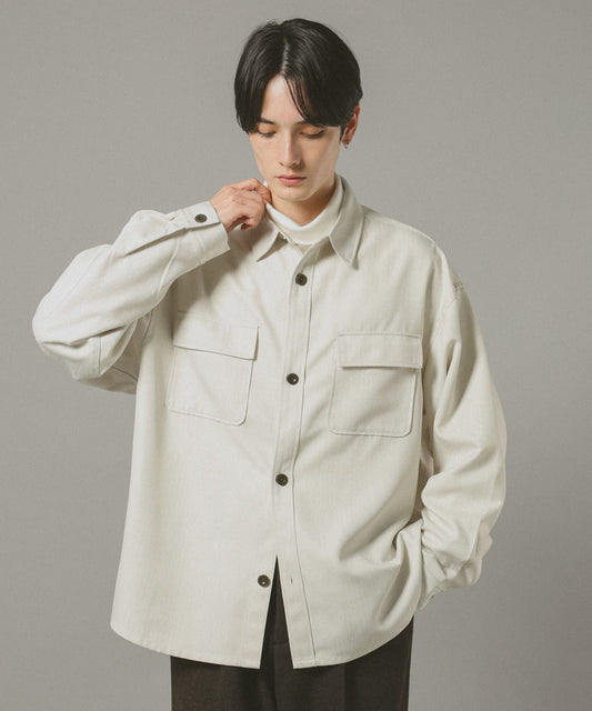 【RAGEBLUE】 仿粗花呢質感抗皺寬版襯衫