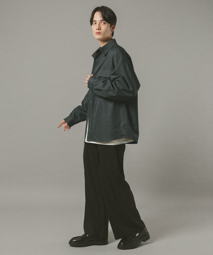 【RAGEBLUE】 仿粗花呢質感抗皺寬版襯衫