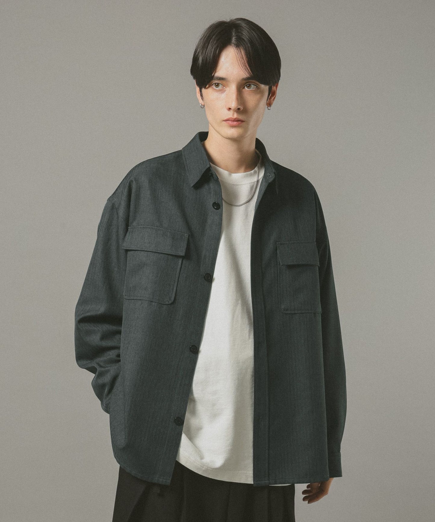 【RAGEBLUE】 仿粗花呢質感抗皺寬版襯衫