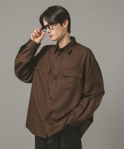 【RAGEBLUE】 仿粗花呢質感抗皺寬版襯衫