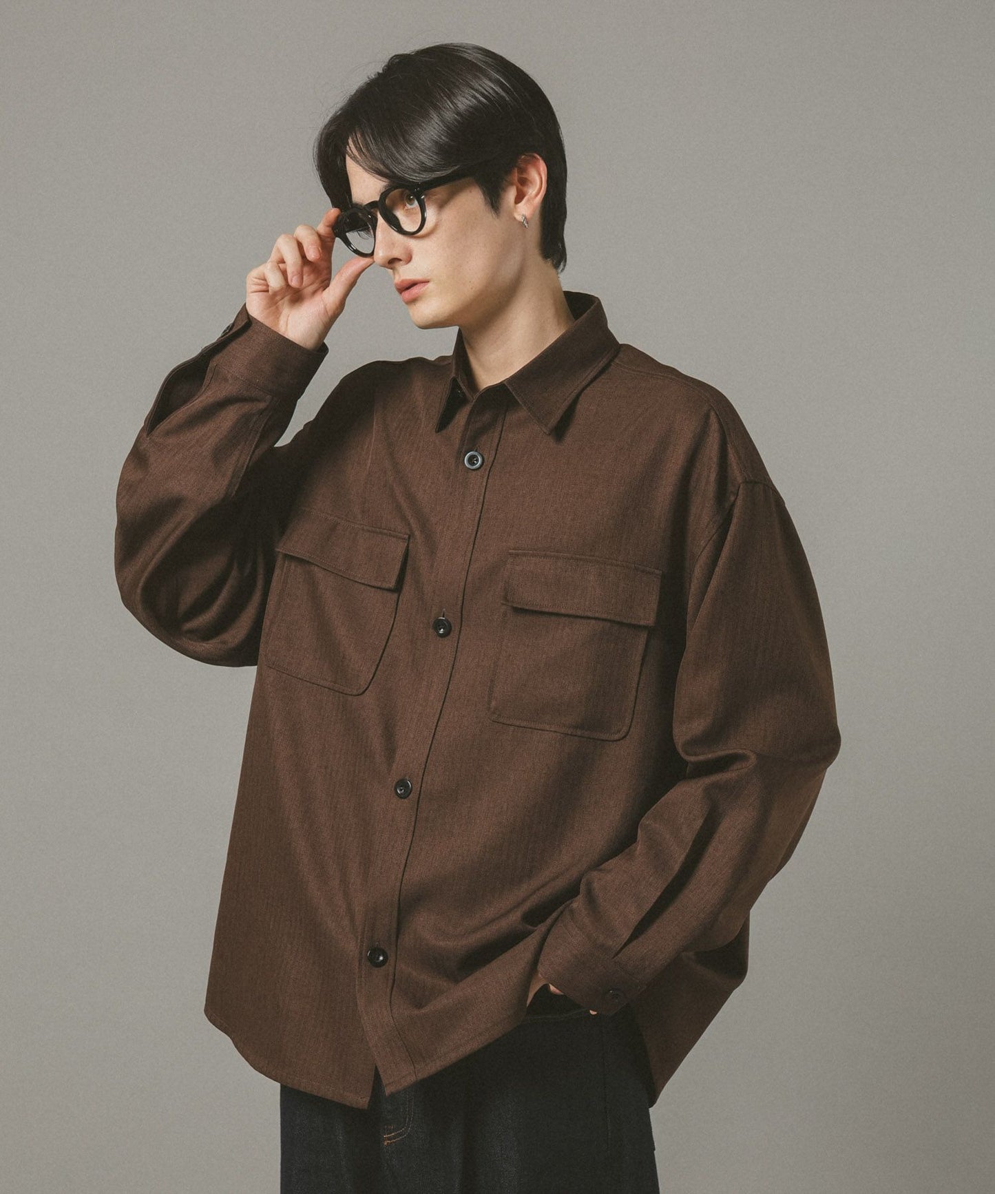 【RAGEBLUE】 仿粗花呢質感抗皺寬版襯衫