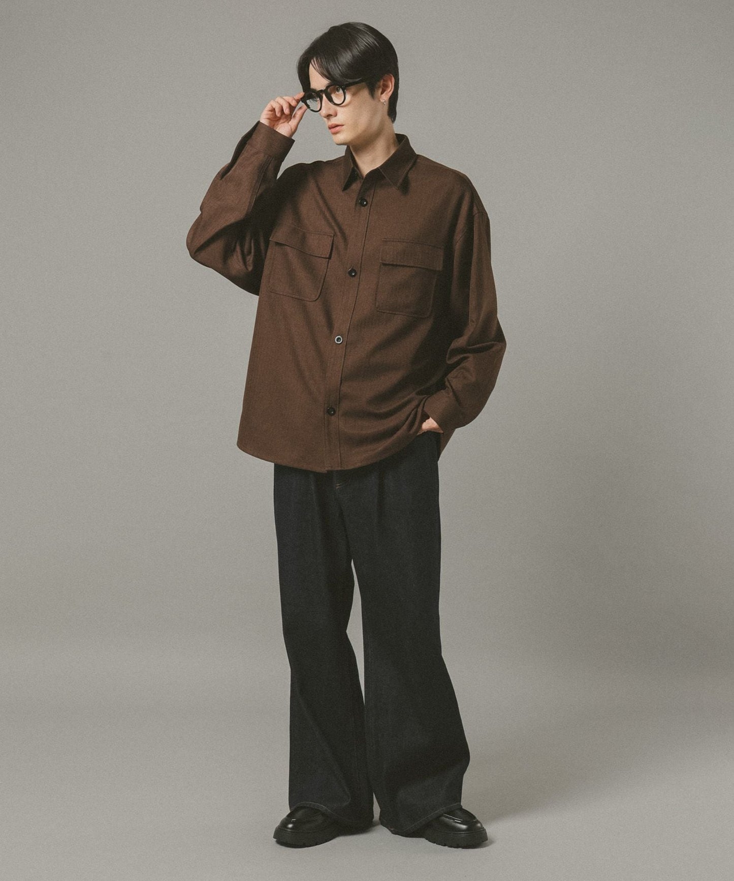 【RAGEBLUE】 仿粗花呢質感抗皺寬版襯衫