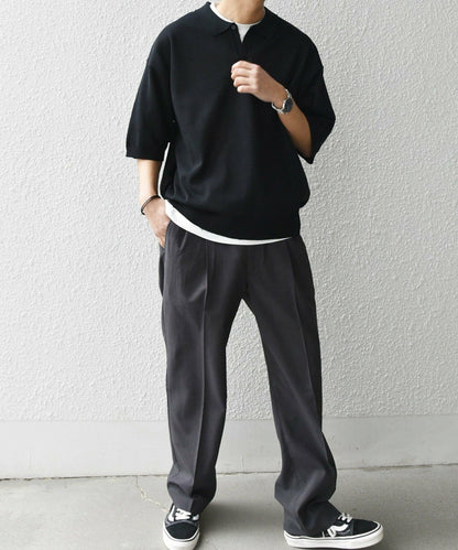 【SHIPS】亞麻混紡細針織開領 Polo 衫