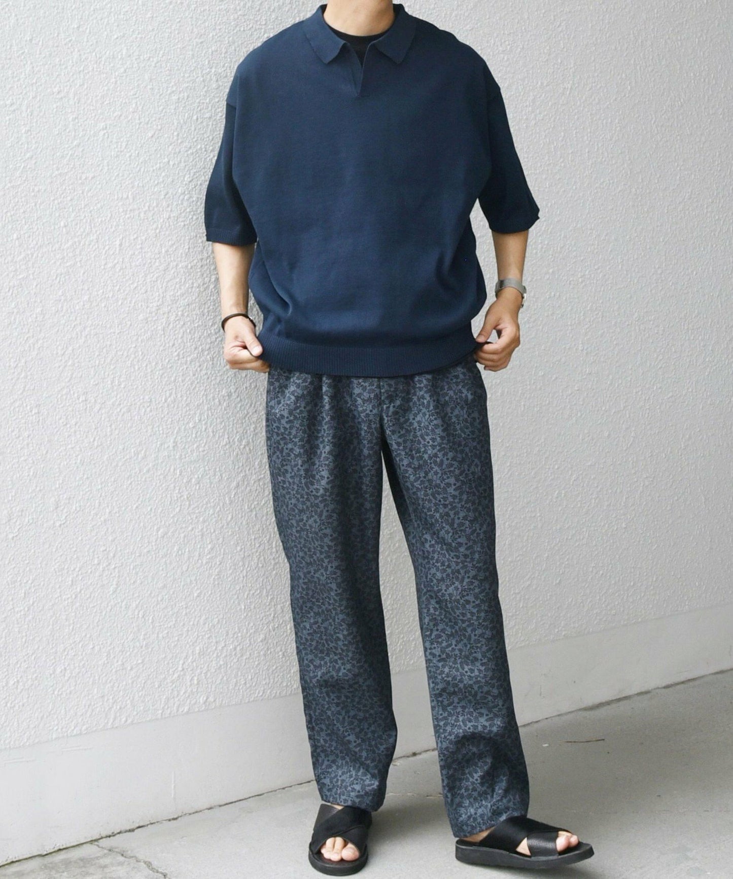 【SHIPS】亞麻混紡細針織開領 Polo 衫