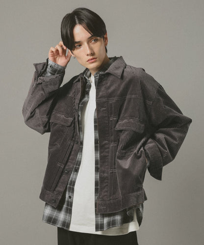 【RAGEBLUE】燈芯絨牛仔襯衫外套