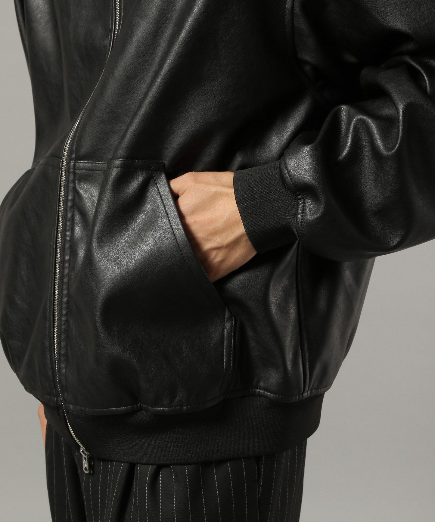 【RAGEBLUE】 質感PU皮革連帽外套