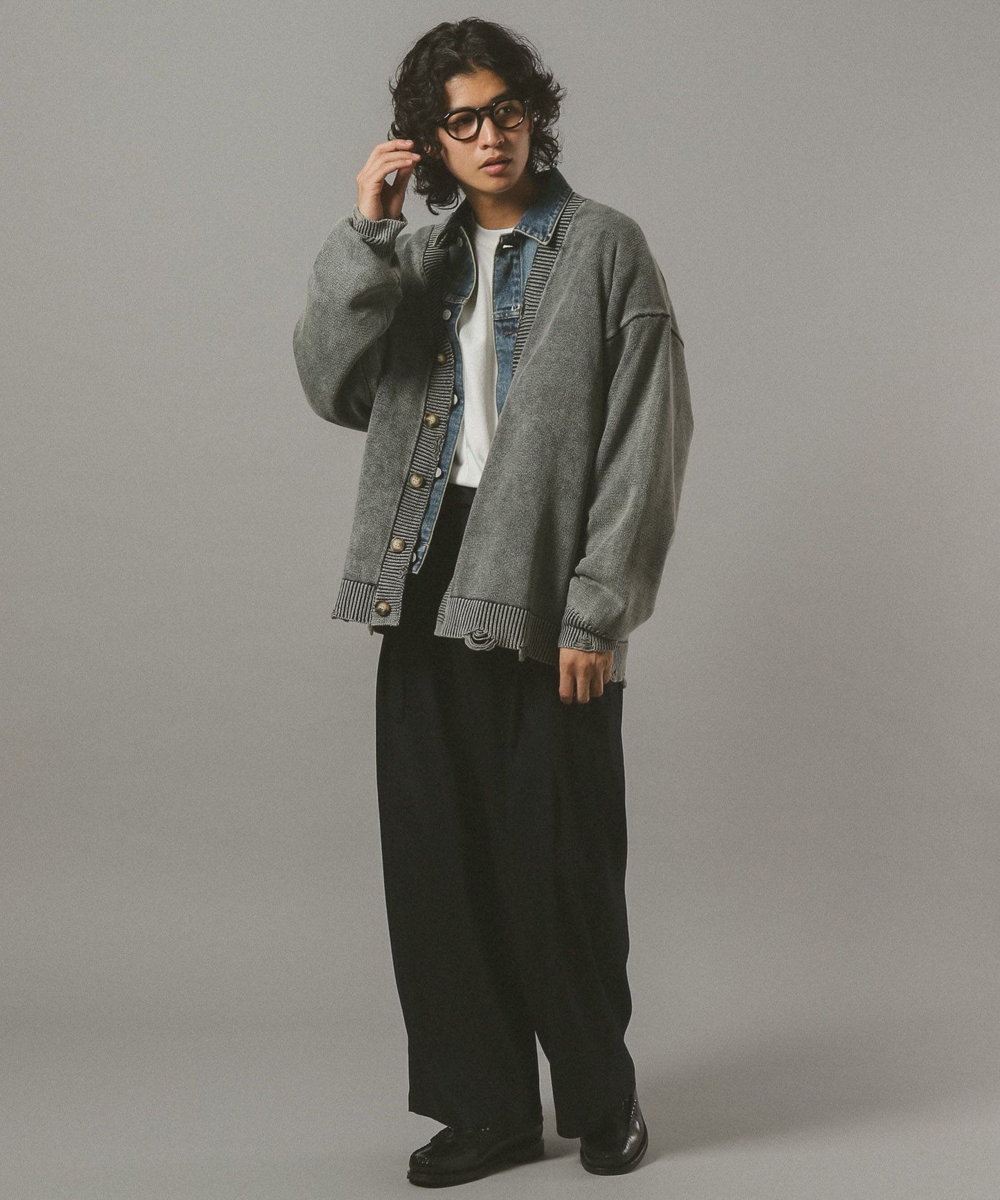 【RAGEBLUE】 復古破壞風針織開襟外套