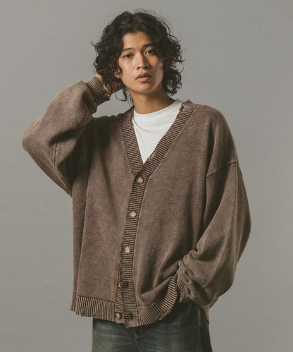 【RAGEBLUE】 復古破壞風針織開襟外套