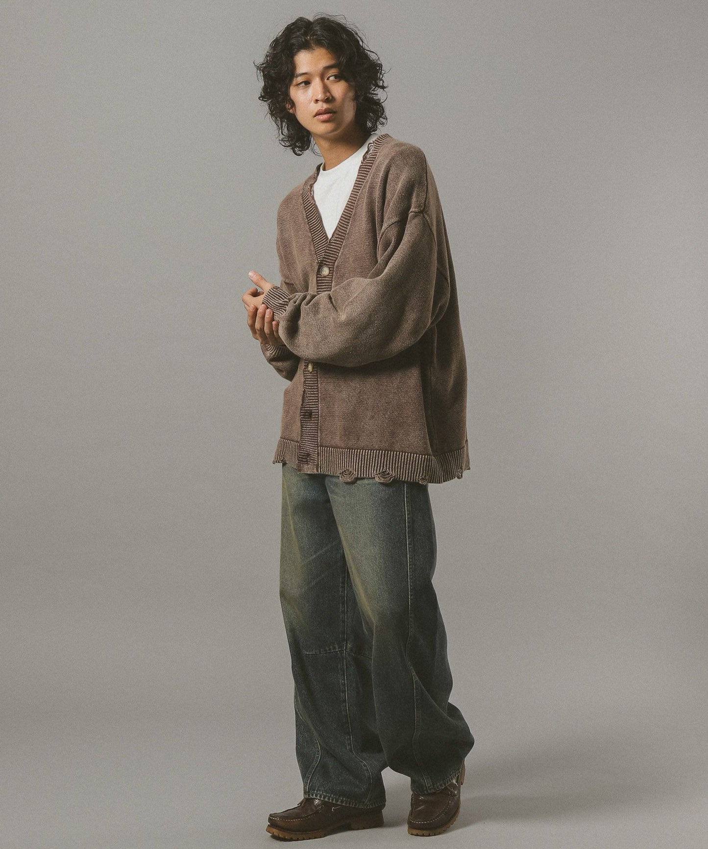 【RAGEBLUE】 復古破壞風針織開襟外套