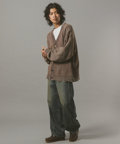 【RAGEBLUE】 復古破壞風針織開襟外套