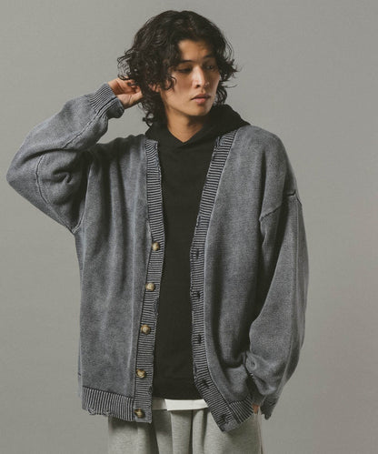 【RAGEBLUE】 復古破壞風針織開襟外套