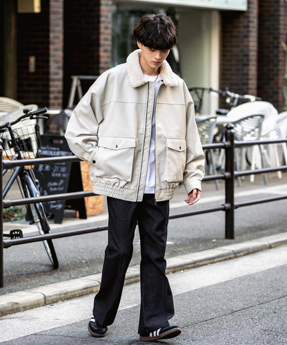 【Rocky Monroe】寬鬆版PU皮革G-1飛行外套 飛行夾克/可自由更換毛領