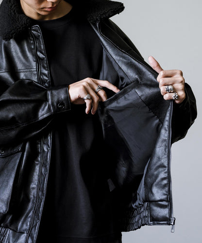 【Rocky Monroe】寬鬆版PU皮革G-1飛行外套 飛行夾克/可自由更換毛領