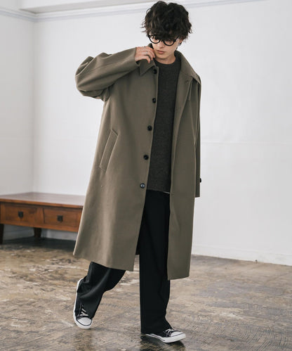 【Rocky Monroe】寬鬆版 T/M 萊格蘭袖長版單排扣大衣/兩用下巴帶立領設計