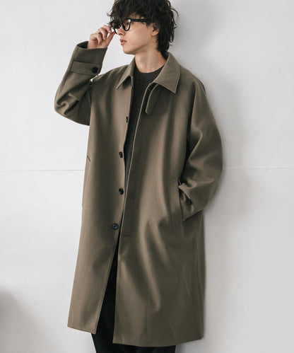 【Rocky Monroe】寬鬆版 T/M 萊格蘭袖長版單排扣大衣/兩用下巴帶立領設計