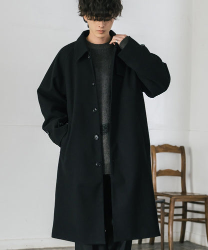 【Rocky Monroe】寬鬆版 T/M 萊格蘭袖長版單排扣大衣/兩用下巴帶立領設計