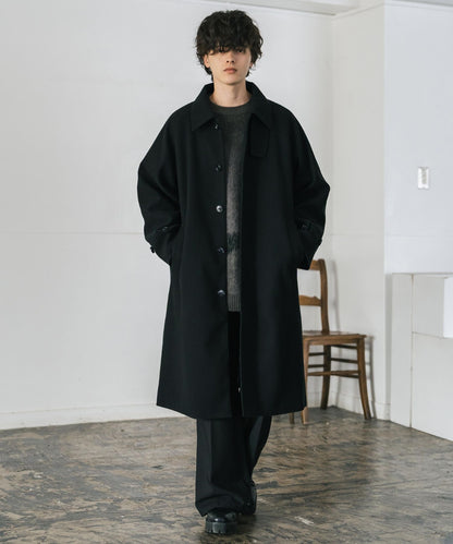 【Rocky Monroe】寬鬆版 T/M 萊格蘭袖長版單排扣大衣/兩用下巴帶立領設計