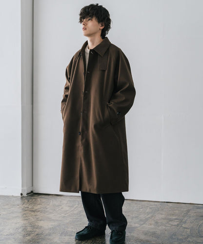 【Rocky Monroe】寬鬆版 T/M 萊格蘭袖長版單排扣大衣/兩用下巴帶立領設計