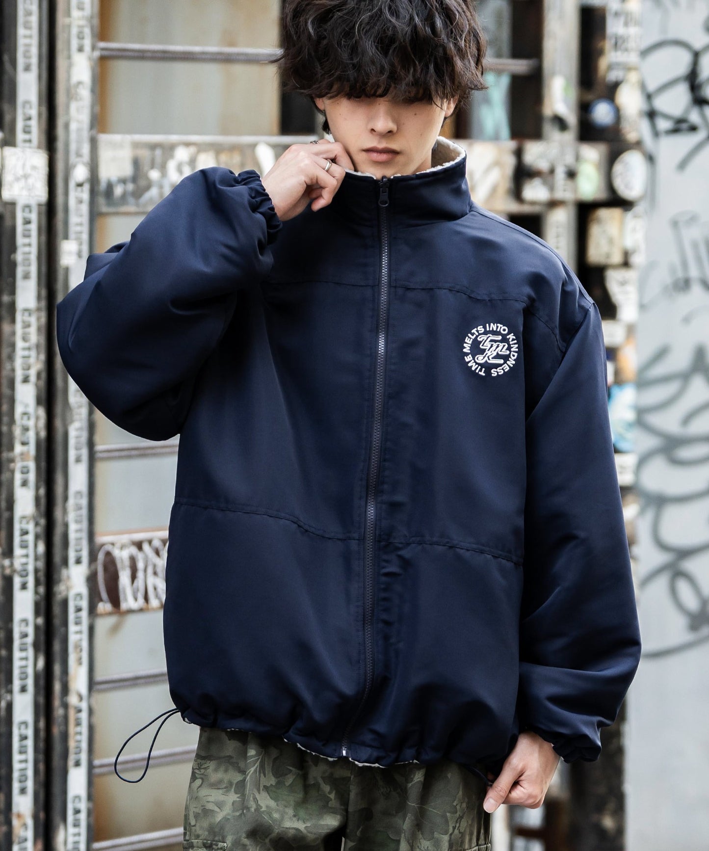 【Rocky Monroe】雙面設計 寬鬆版立領長毛絨外套