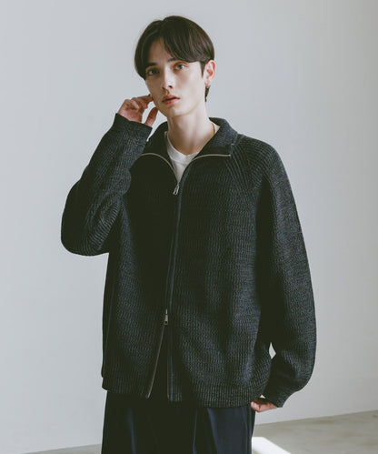 【RAGEBLUE】 畦編立領拉鍊針織外套