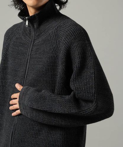 【RAGEBLUE】 畦編立領拉鍊針織外套