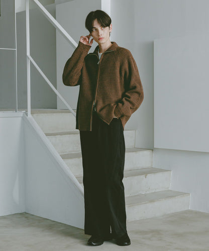 【RAGEBLUE】 畦編立領拉鍊針織外套