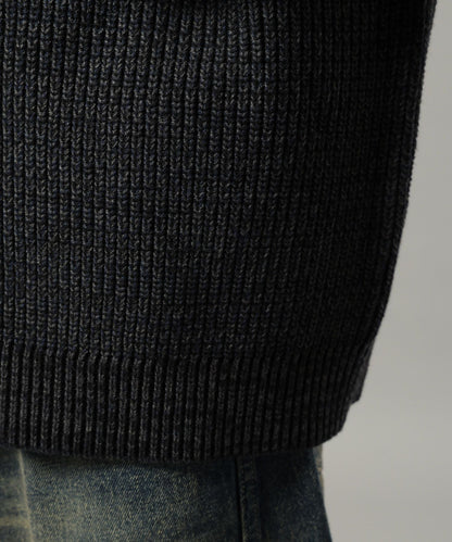 【RAGEBLUE】 畦編立領拉鍊針織外套