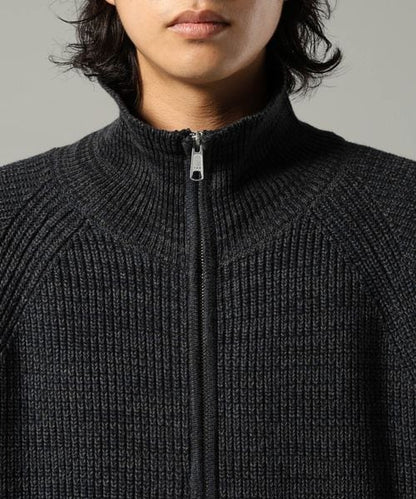 【RAGEBLUE】 畦編立領拉鍊針織外套