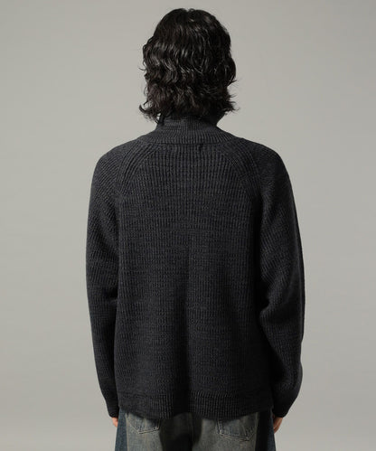 【RAGEBLUE】 畦編立領拉鍊針織外套