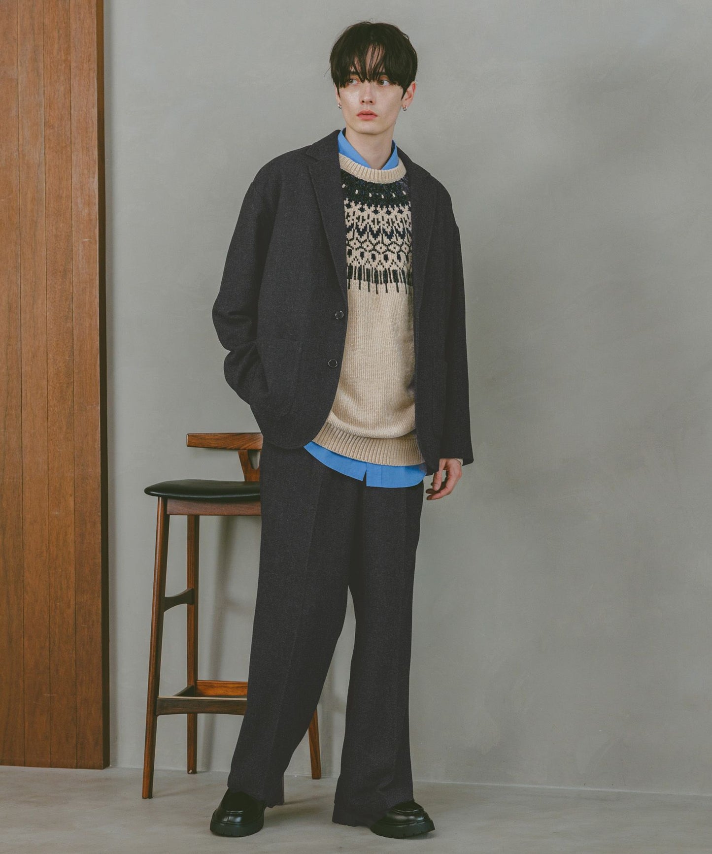 【RAGEBLUE】 質感羊毛混紡單排釦西裝外套