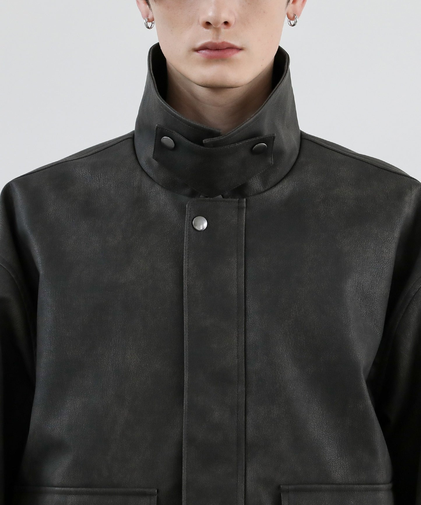 【ASTRONOMY】復古仿舊PU皮革短版飛行外套