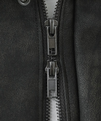 【ASTRONOMY】復古仿舊PU皮革短版飛行外套