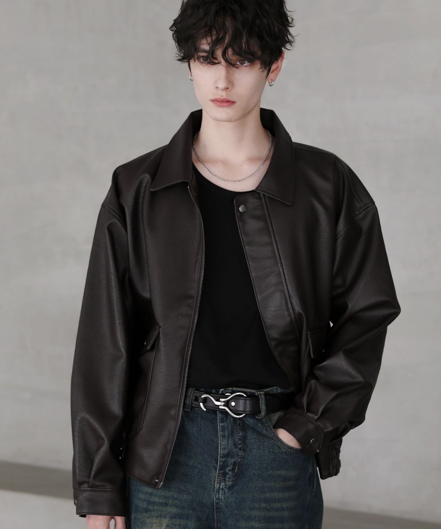 【ASTRONOMY】復古仿舊PU皮革短版飛行外套