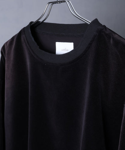 【Art re A】welise 復古天鵝絨圓領寬鬆長袖T恤