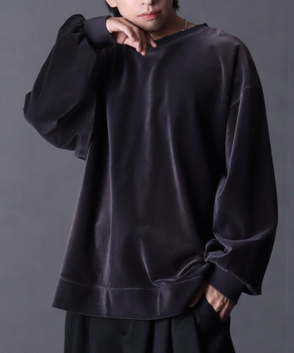 【Art re A】welise 復古天鵝絨圓領寬鬆長袖T恤