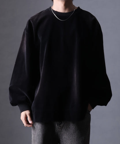 【Art re A】welise 復古天鵝絨圓領寬鬆長袖T恤