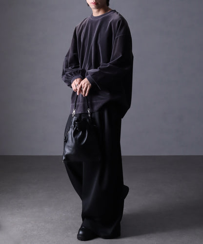 【Art re A】welise 復古天鵝絨圓領寬鬆長袖T恤