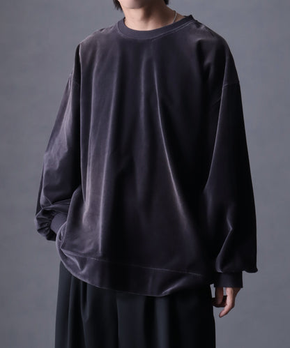 【Art re A】welise 復古天鵝絨圓領寬鬆長袖T恤