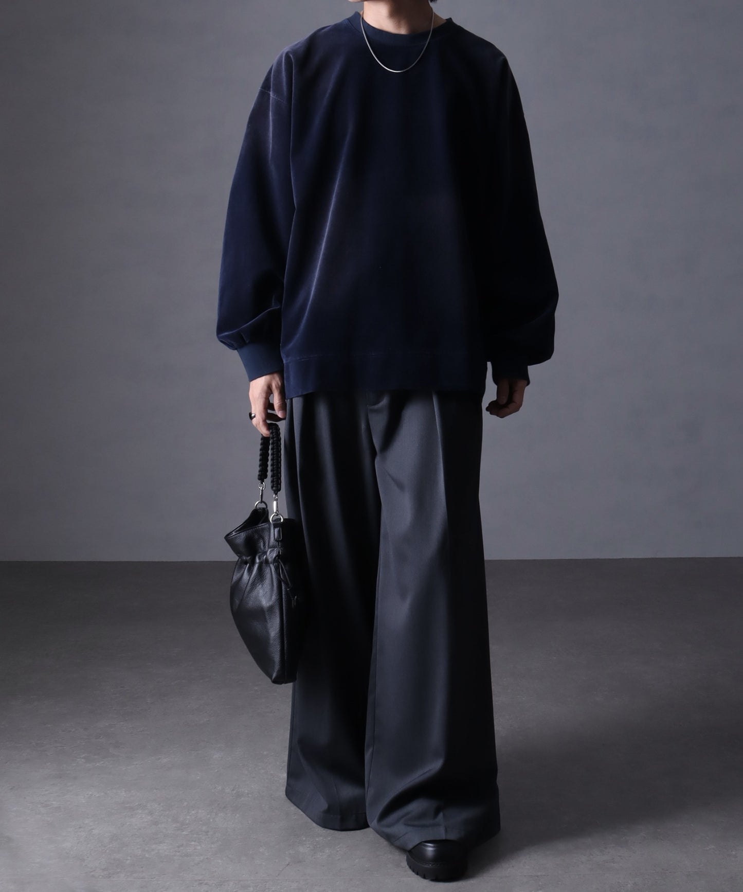 【Art re A】welise 復古天鵝絨圓領寬鬆長袖T恤