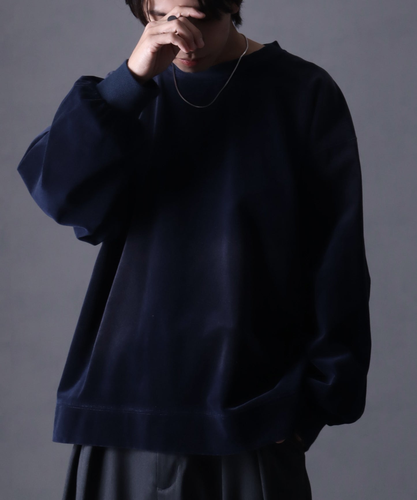 【Art re A】welise 復古天鵝絨圓領寬鬆長袖T恤