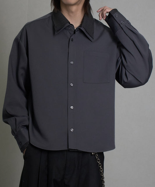 【Art re A】welise 垂墜感拼接條紋假兩件襯衫