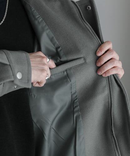 【ASTRONOMY】落肩寬鬆版梅爾頓立領拉鍊外套