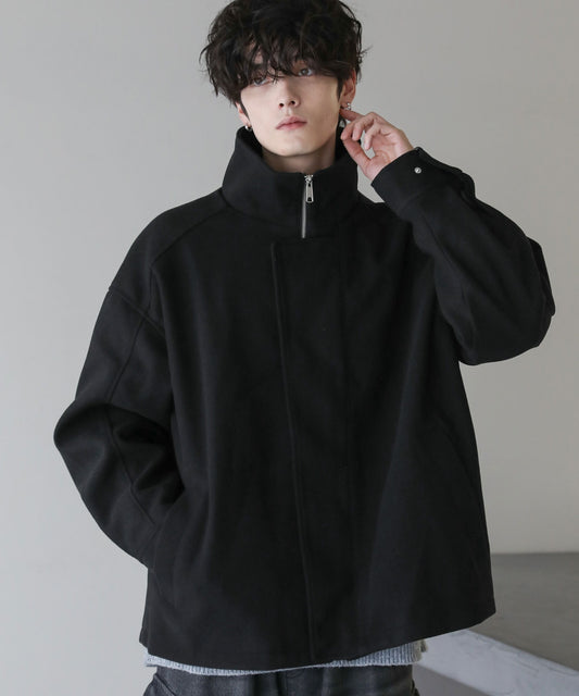 【ASTRONOMY】落肩寬鬆版梅爾頓立領拉鍊外套