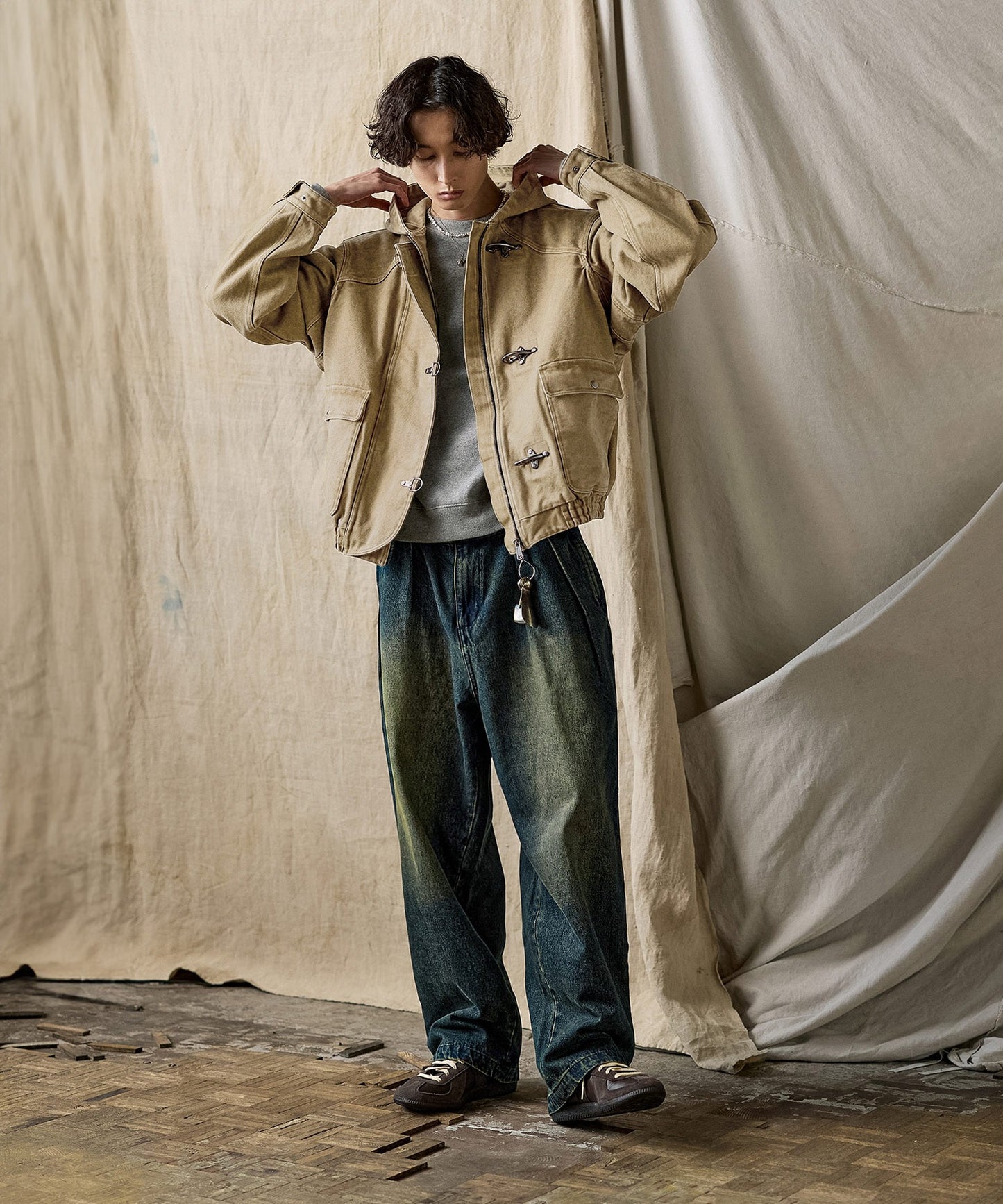 【ASTRONOMY】Bleme 復古重磅雙層扣連帽工裝外套