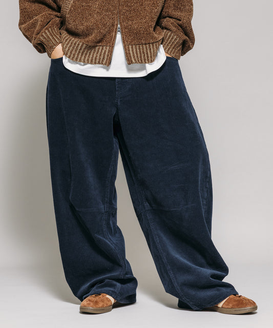 【FREAK’S STORE】寬版剪裁 曲線燈芯絨長褲