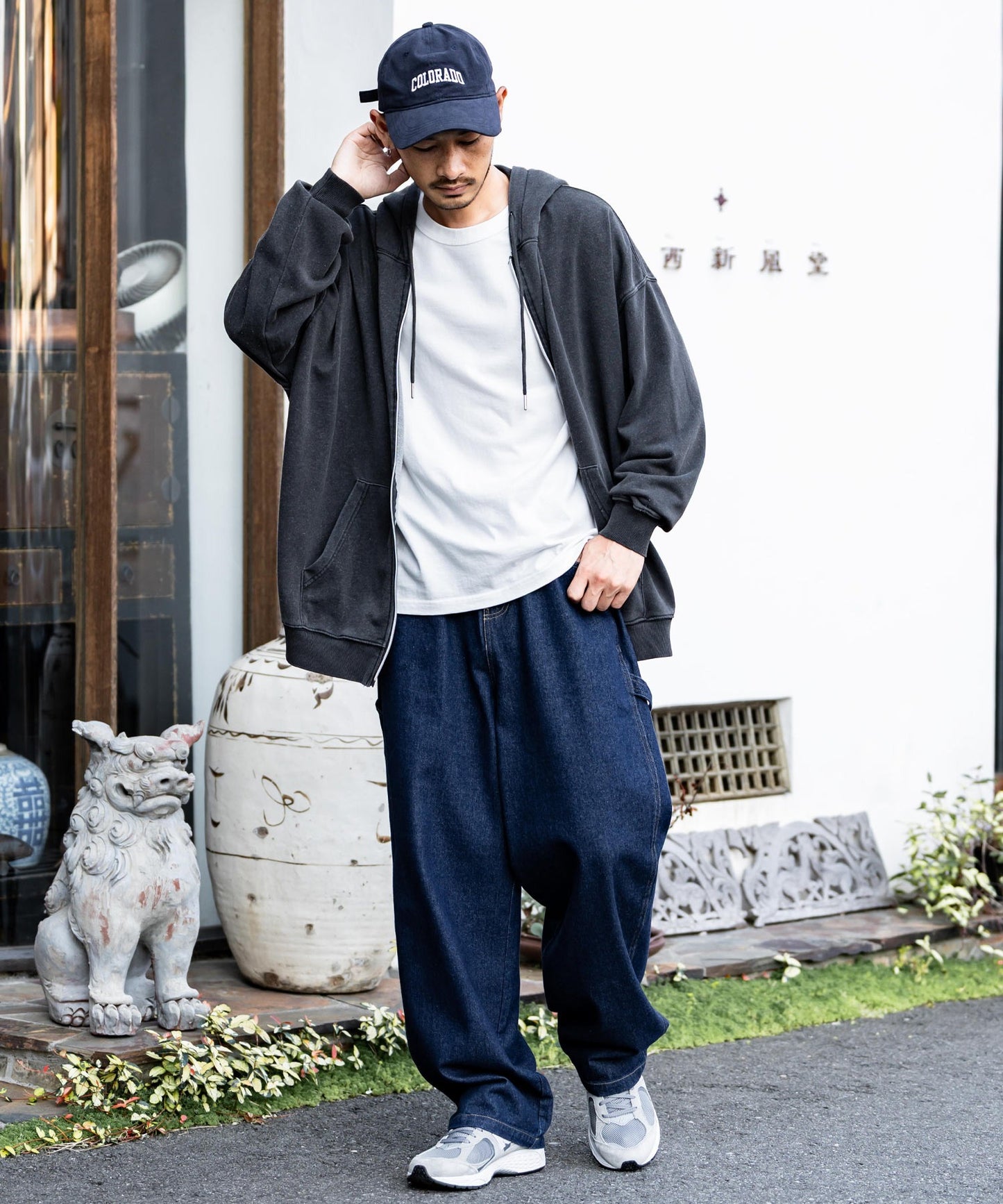 【Rocky Monroe】KANGO特別合作款 寬版錐形丹寧工裝長褲