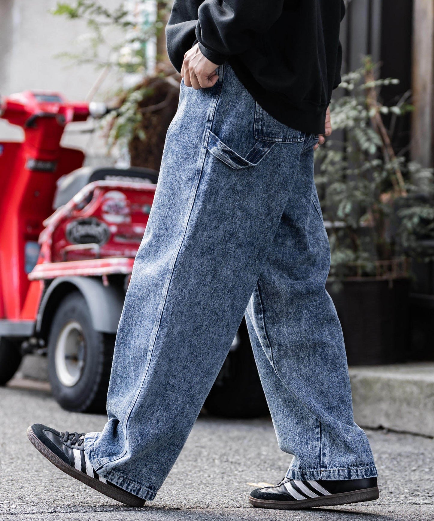 【Rocky Monroe】KANGO特別合作款 寬版錐形丹寧工裝長褲