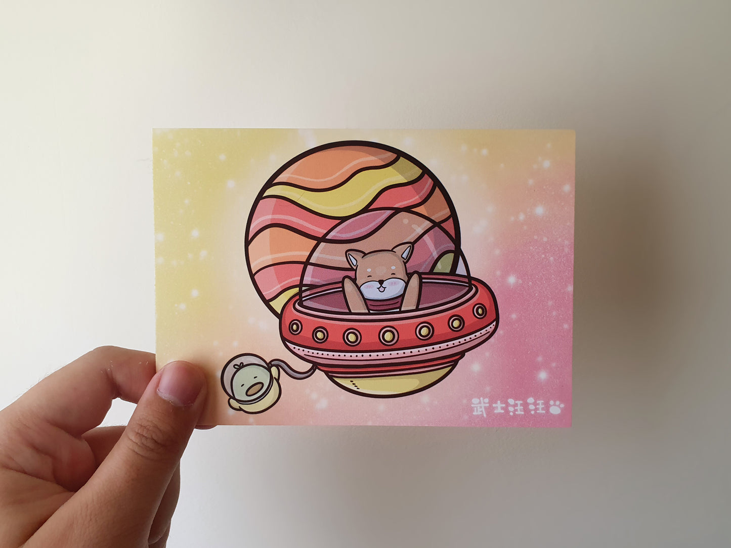 【武士汪汪】插畫商品 明信片-不明飛行汪體