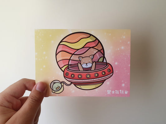 【武士汪汪】插畫商品 明信片-不明飛行汪體